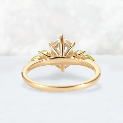 Cluster Oval Cut Moissanite Simple and Timeless Engagement Ring