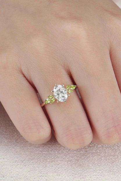 Cluster Oval Cut Moissanite Simple and Timeless Engagement Ring