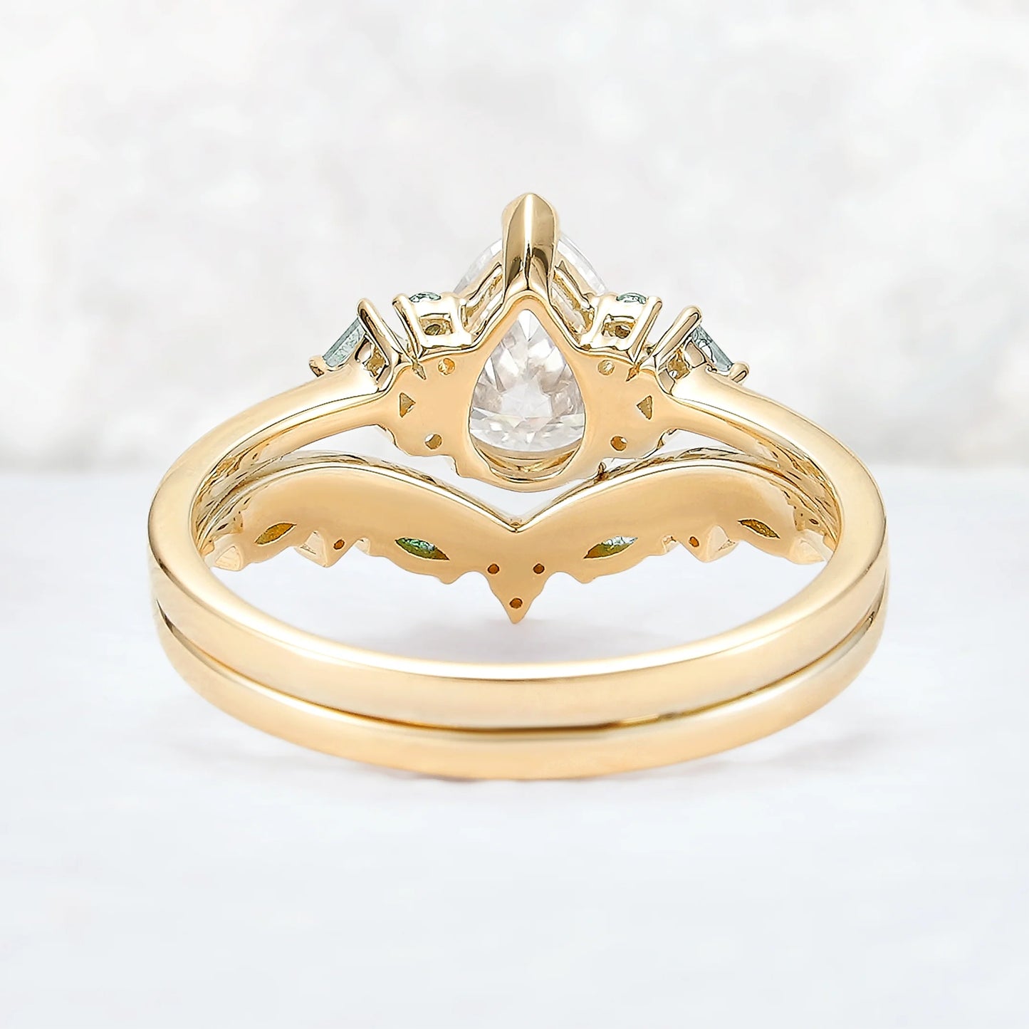 Cluster Pear Cut Moissanite Seven Stones Gemstone Ring 2pcs