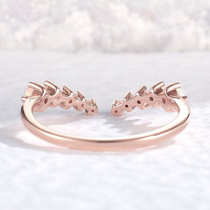 Curved Round Shaped Opal Open Silver Stacking Ring