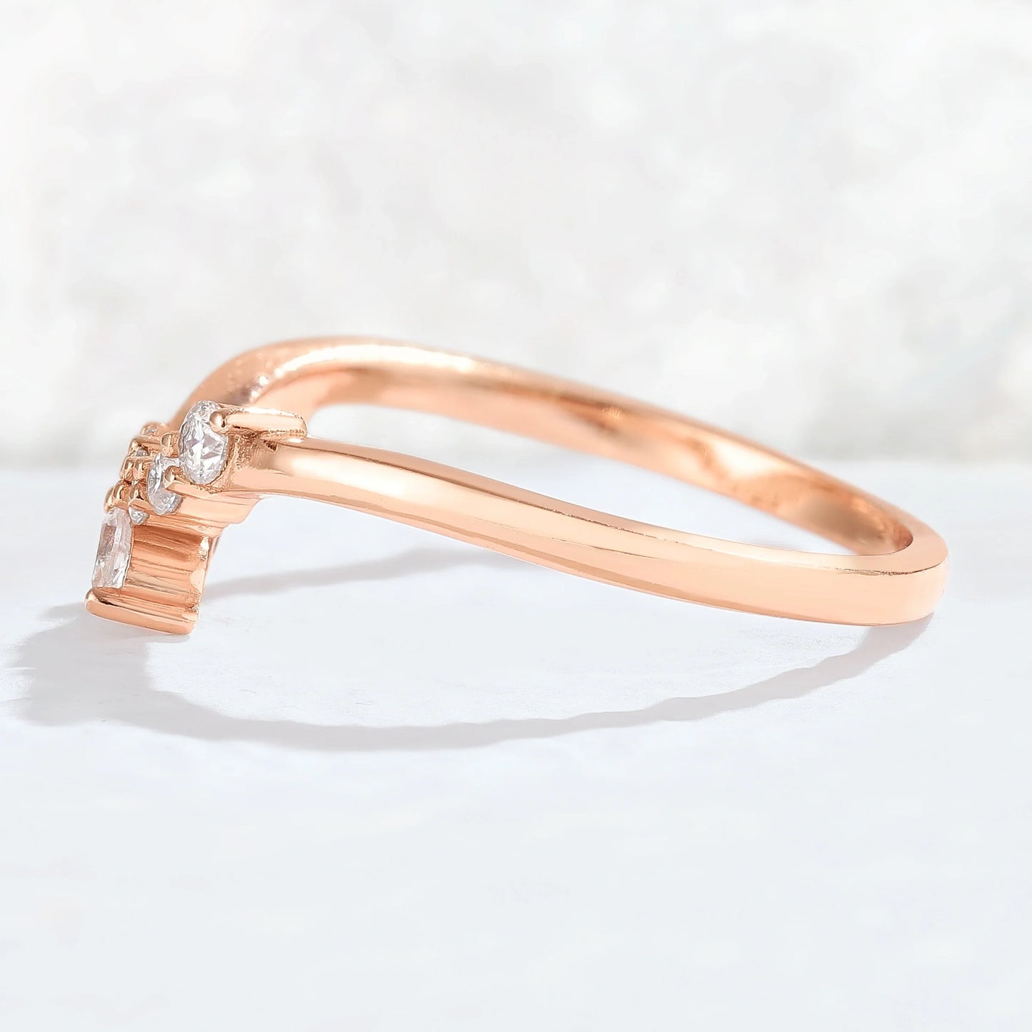 Curved Marquise Cut Moissanite Petal shape Stacking Ring