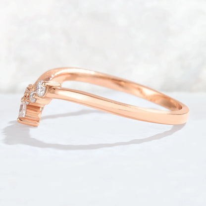 Curved Marquise Cut Moissanite Petal shape Stacking Ring