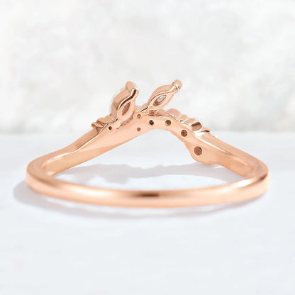 Curved Marquise Cut Moissanite Petal shape Stacking Ring
