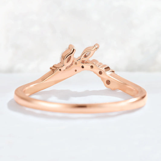 Curved Marquise Cut Moissanite Petal shape Stacking Ring