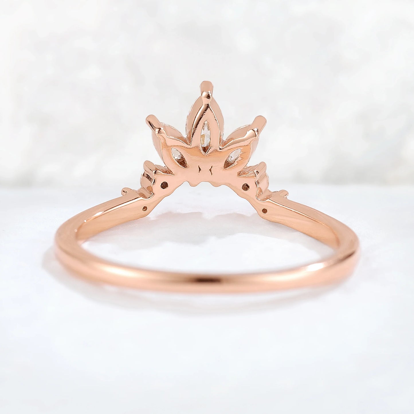 Curved Marquise Cut Moissanite Stacking Ring
