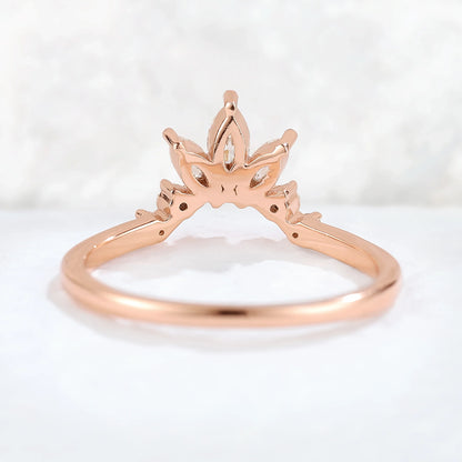 Curved Marquise Cut Moissanite Stacking Ring