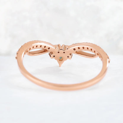 Curved Pear Shaped Moss Agate Vine Stacking Ring