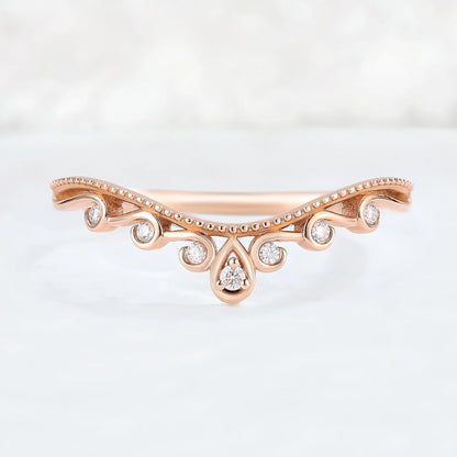 Curved Round Moissanite Vine Stacking Ring