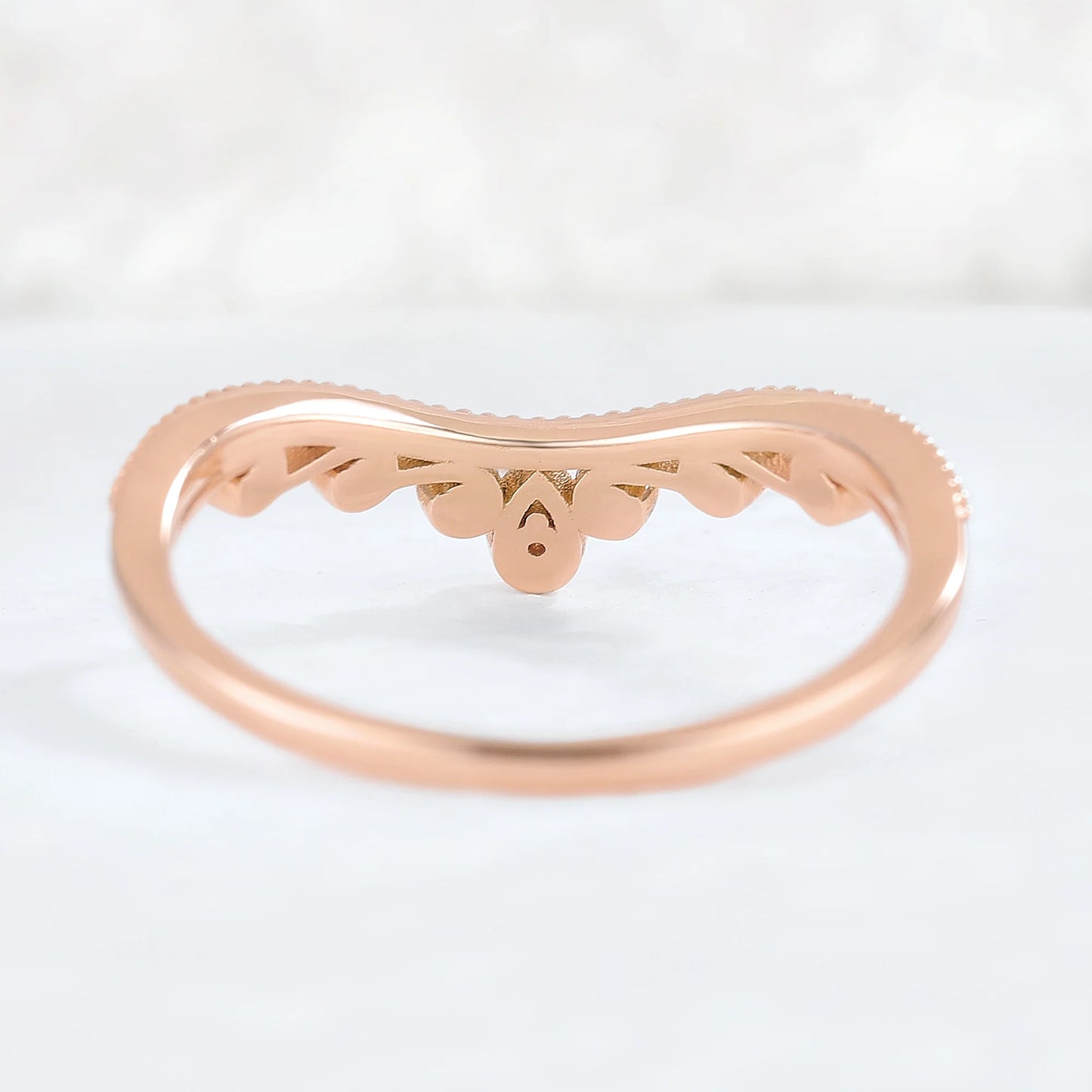 Curved Round Moissanite Vine Stacking Ring