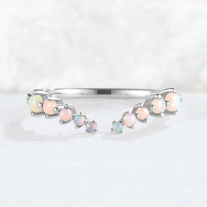 Curved Round Shaped Opal Open Handmade Ring
