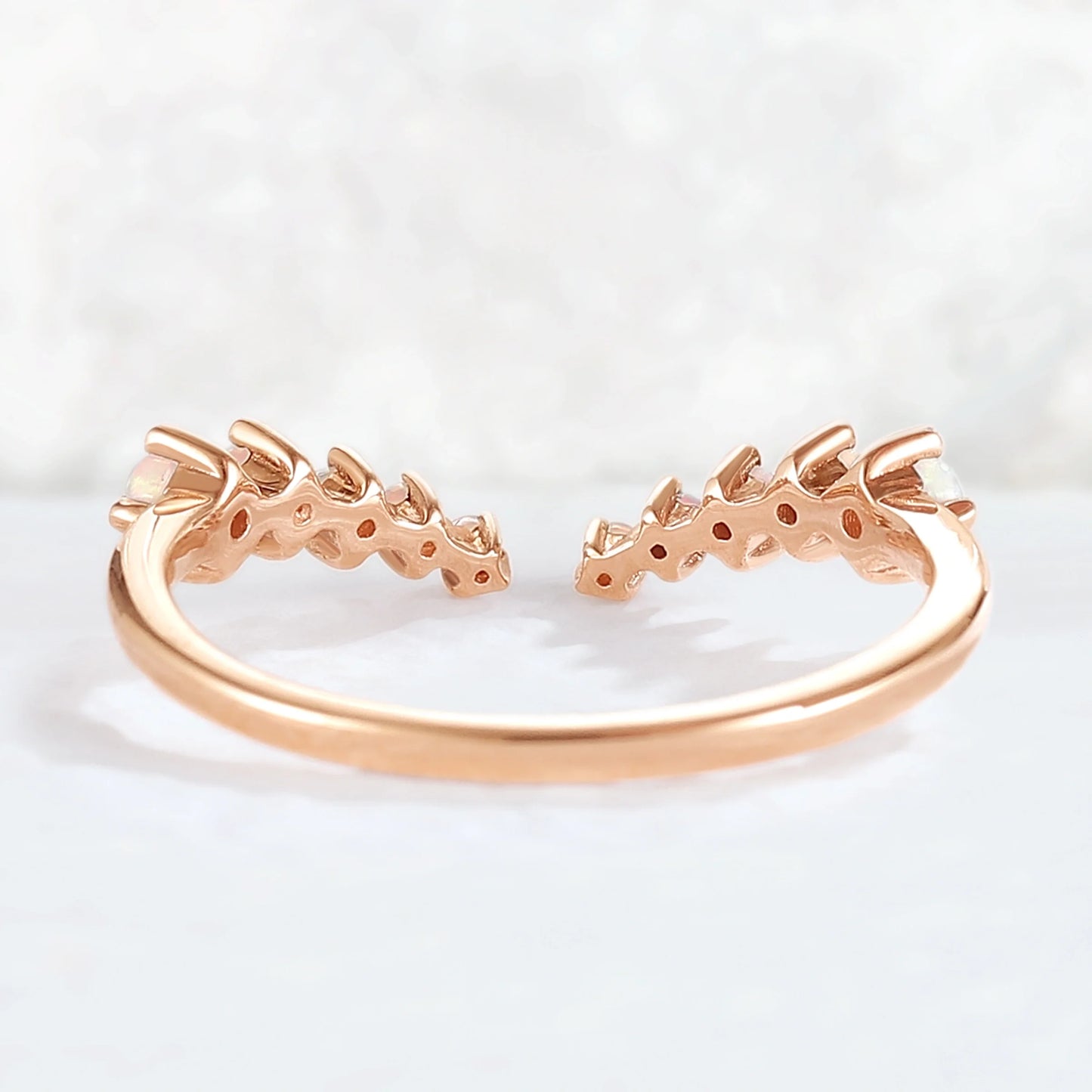 Curved Round Shaped Opal Open Handmade Ring