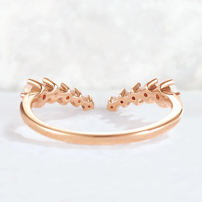 Curved Round Shaped Opal Open Handmade Ring