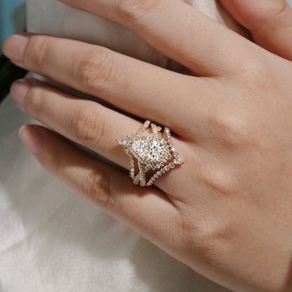Pear Cut Lab Grown Diamond Engagement Ring Set 3pcs