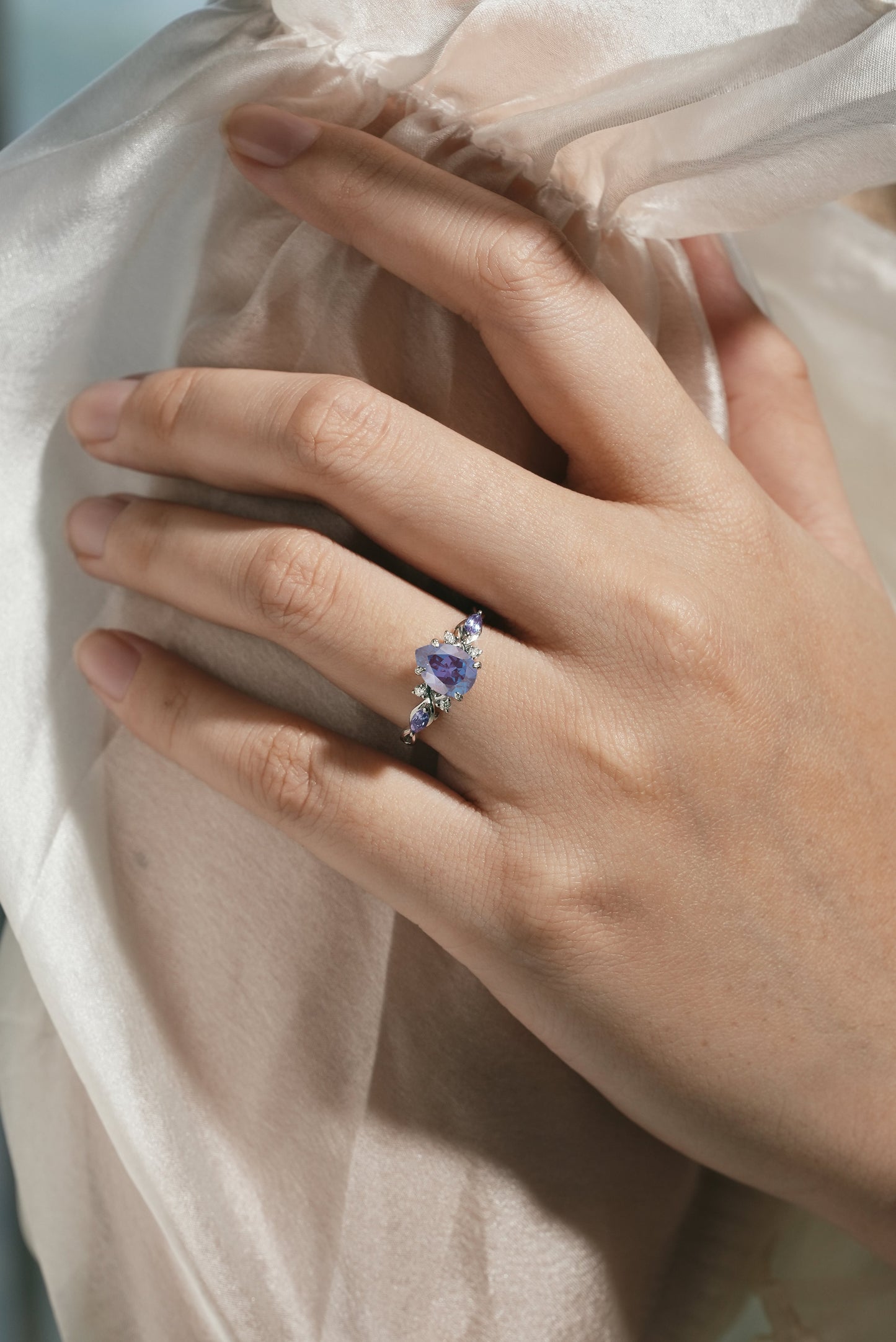 Classic Pear Cut Alexandrite Engagement Ring
