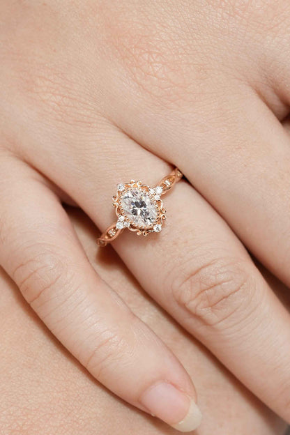Vintage Oval Cut Moissanite Braided Stack Wedding Ring