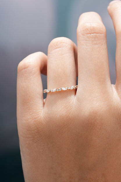 Marquise Moissanite Stacking Band Personalized Bridal Ring