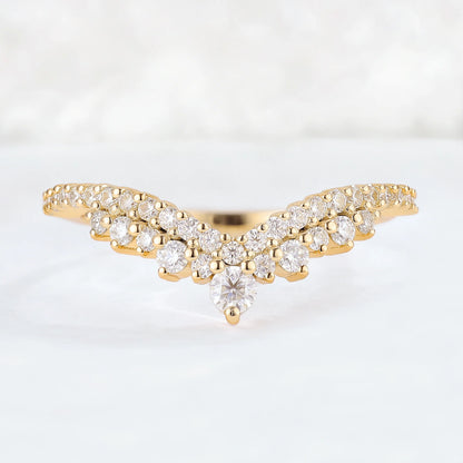 Deep Chevron Moissanite Stacking Ring