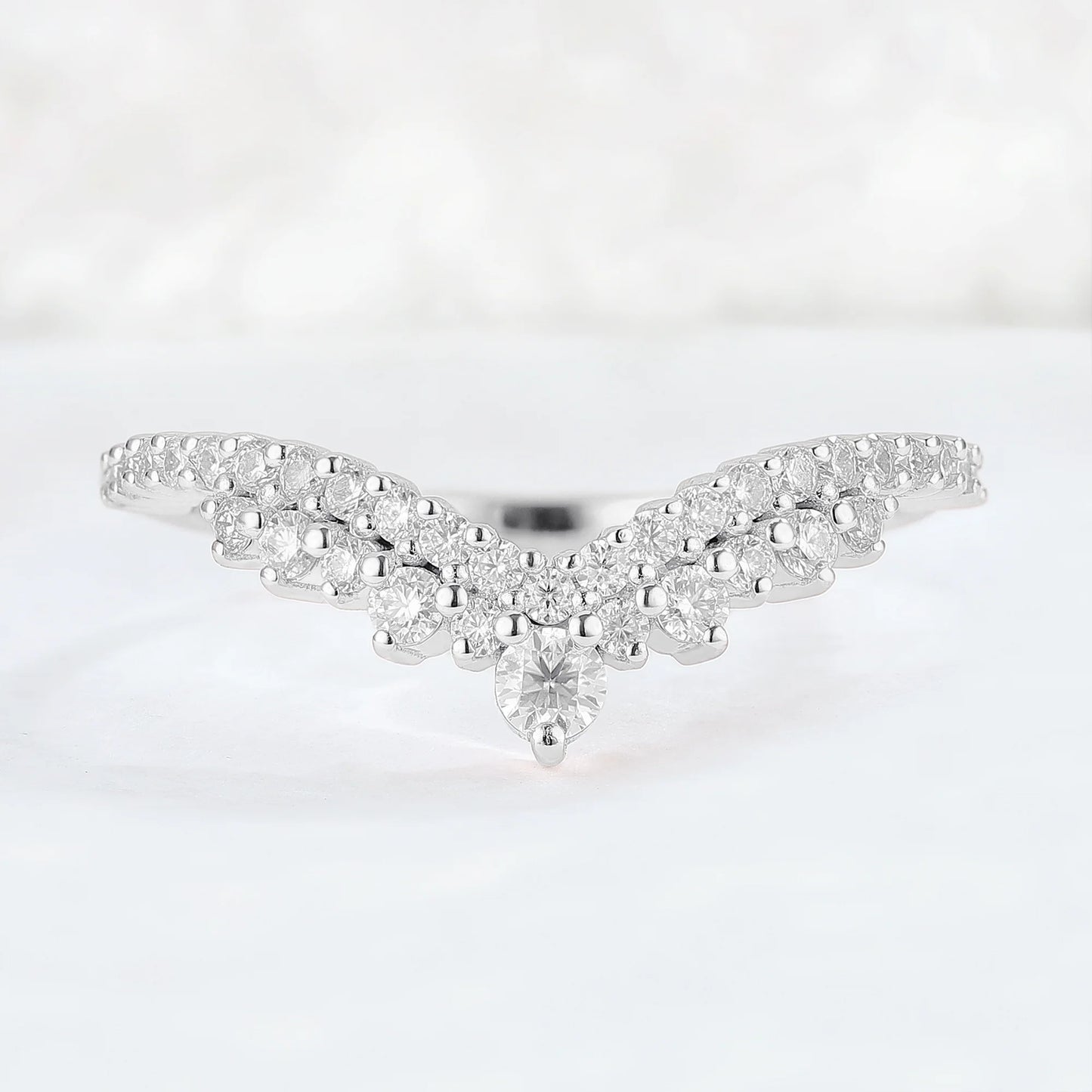 Deep Chevron Moissanite Stacking Ring