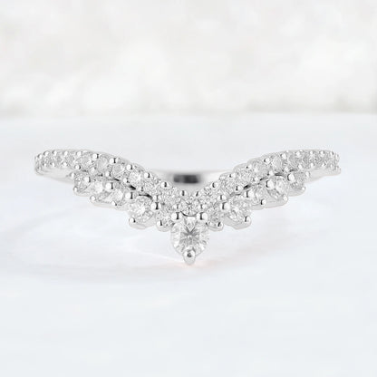 Deep Chevron Moissanite Stacking Ring