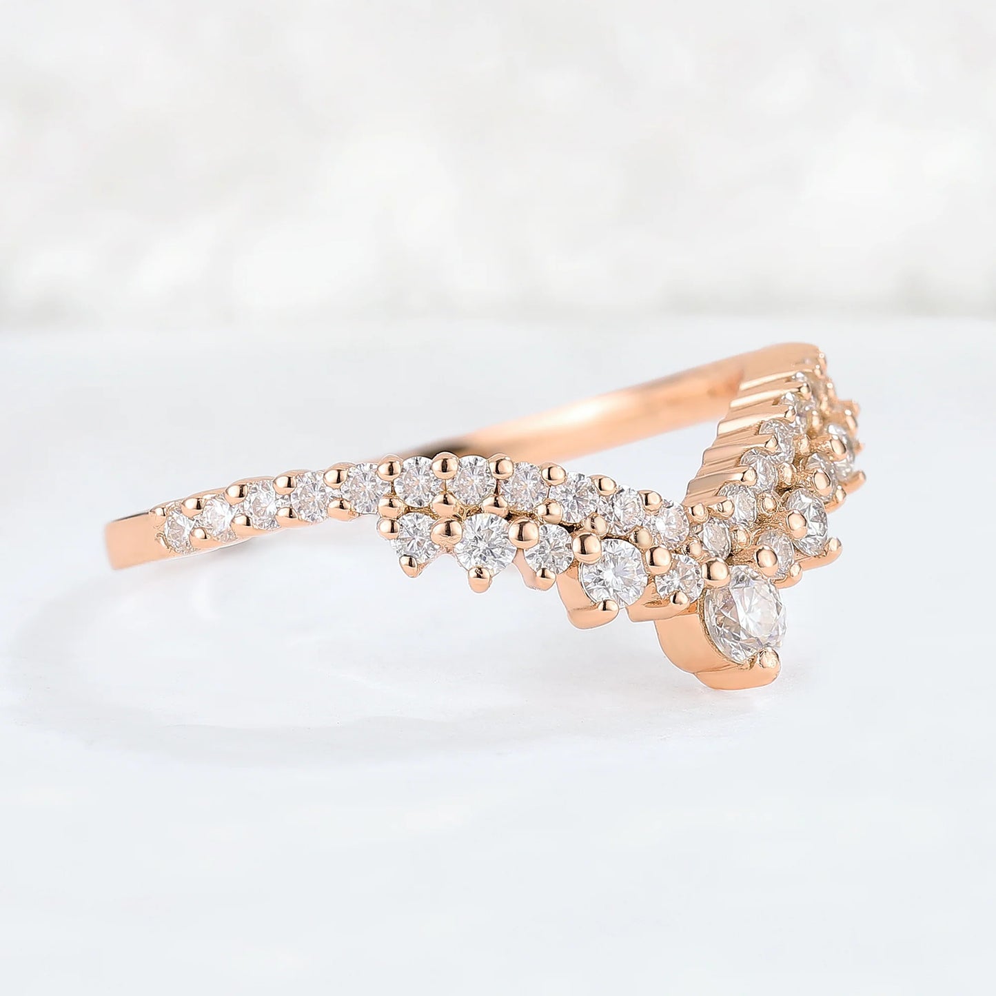 Deep Chevron Moissanite Stacking Ring