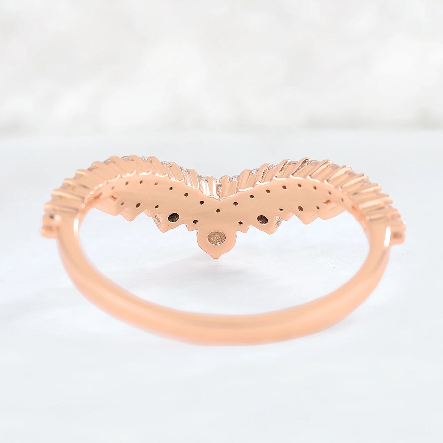 Deep Chevron Moissanite Stacking Ring