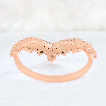 Deep Chevron Moissanite Stacking Ring