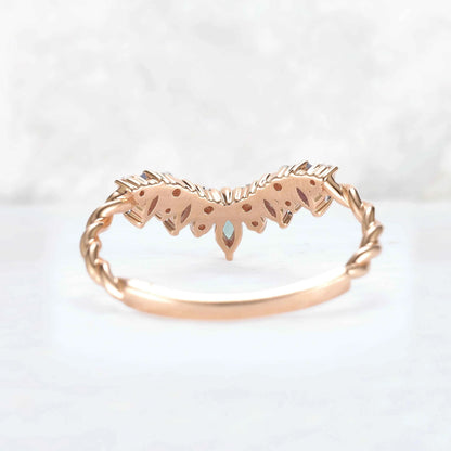 Curved Marquise Cut Alexandrite Twig Ring Arm Stacking Ring