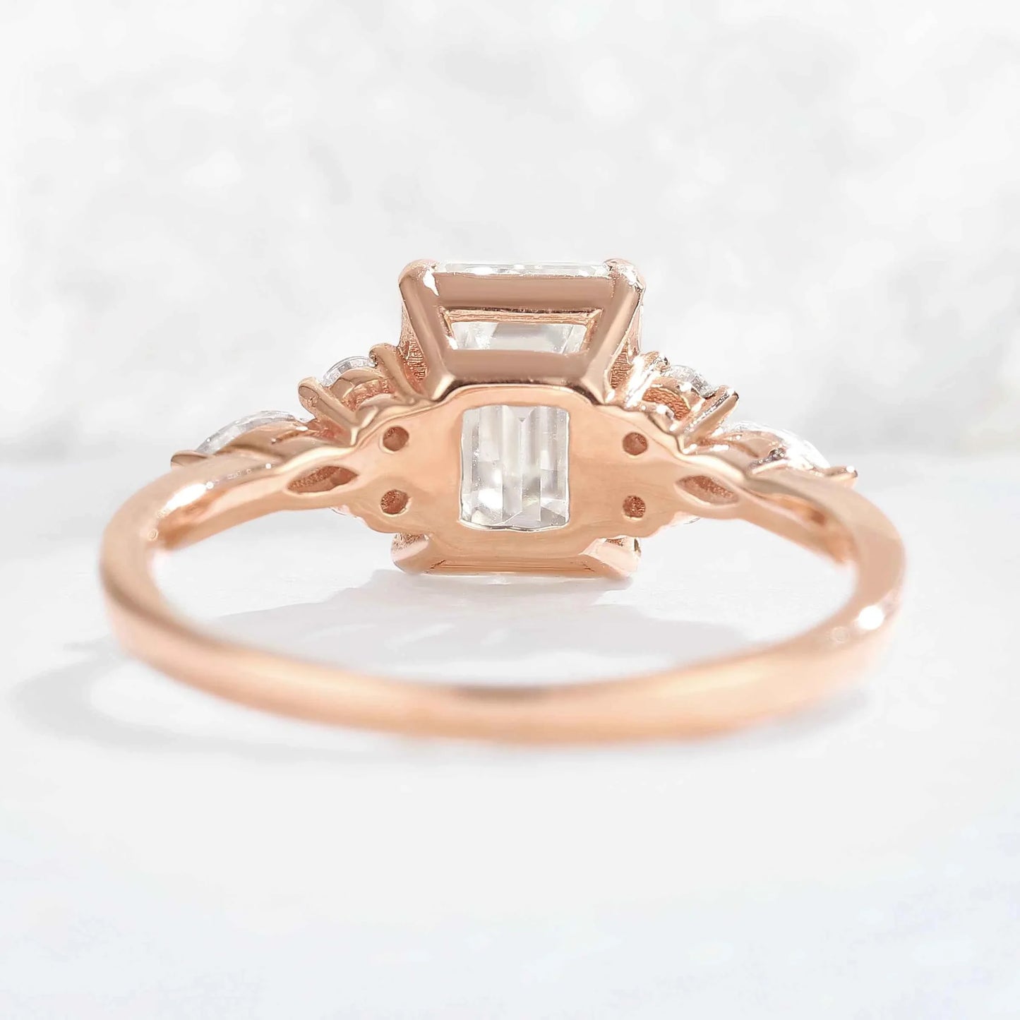 Emerald Cut Moissanite Cluster Gemstone Ring