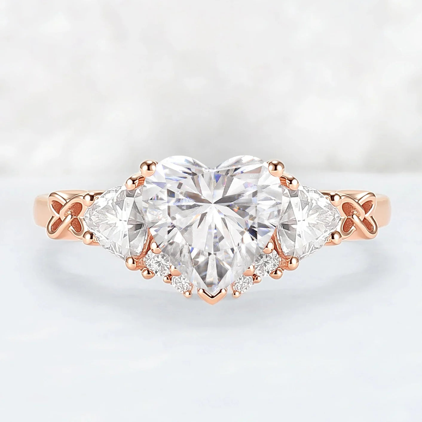 Eternal Knot Heart-Shaped Moissanite Engagement Ring