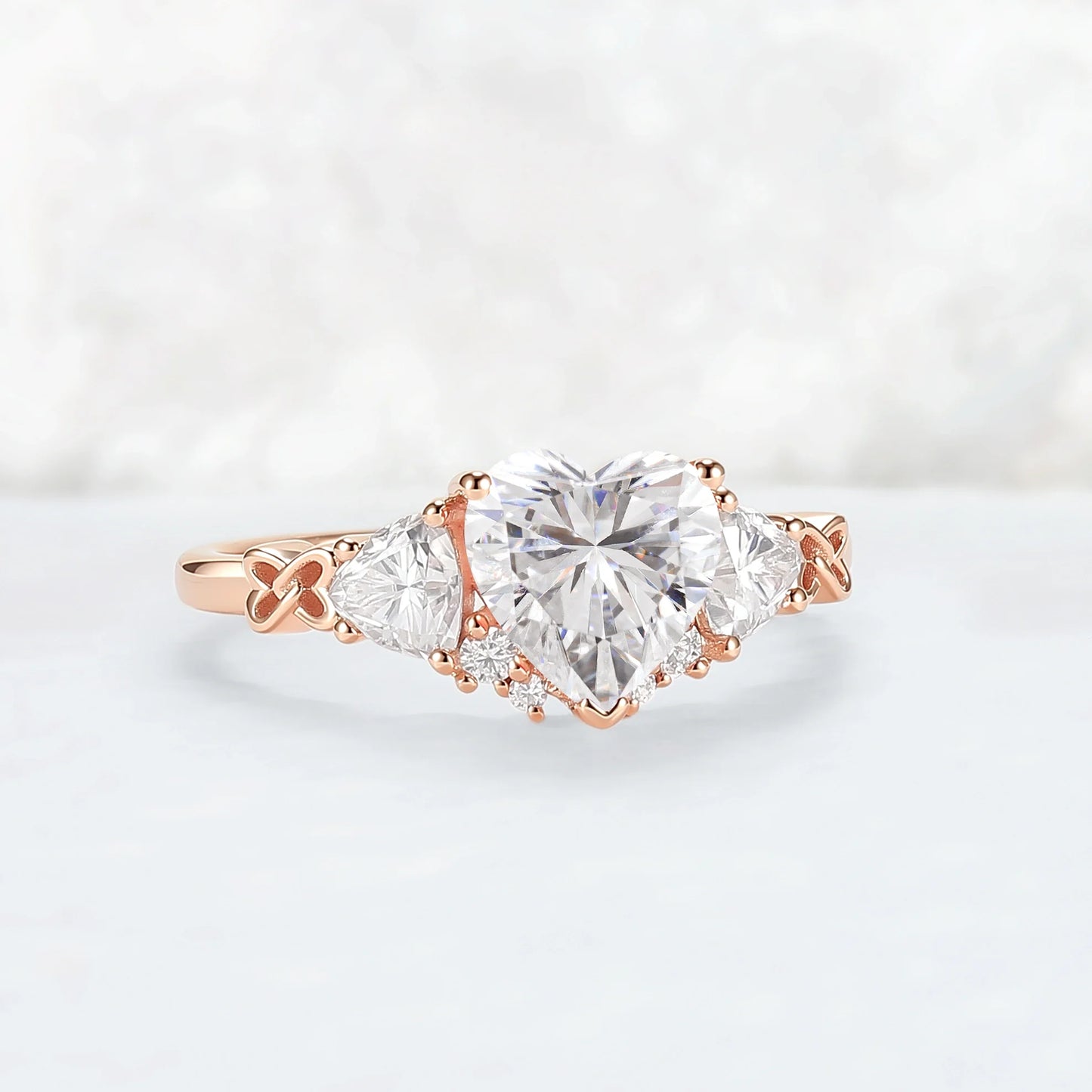Eternal Knot Heart-Shaped Moissanite Engagement Ring