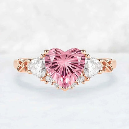 Eternal Knot Heart-Shaped Pink Sapphire Ring