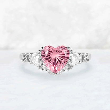 Eternal Knot Heart-Shaped Pink Sapphire Ring