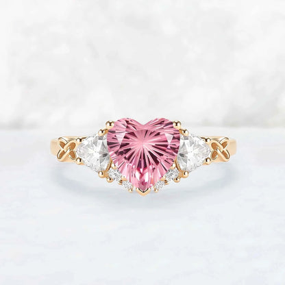 Eternal Knot Heart-Shaped Pink Sapphire Ring