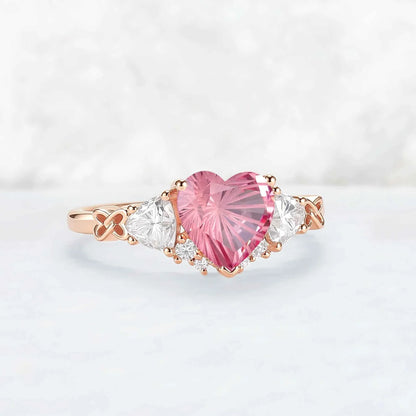 Eternal Knot Heart-Shaped Pink Sapphire Ring