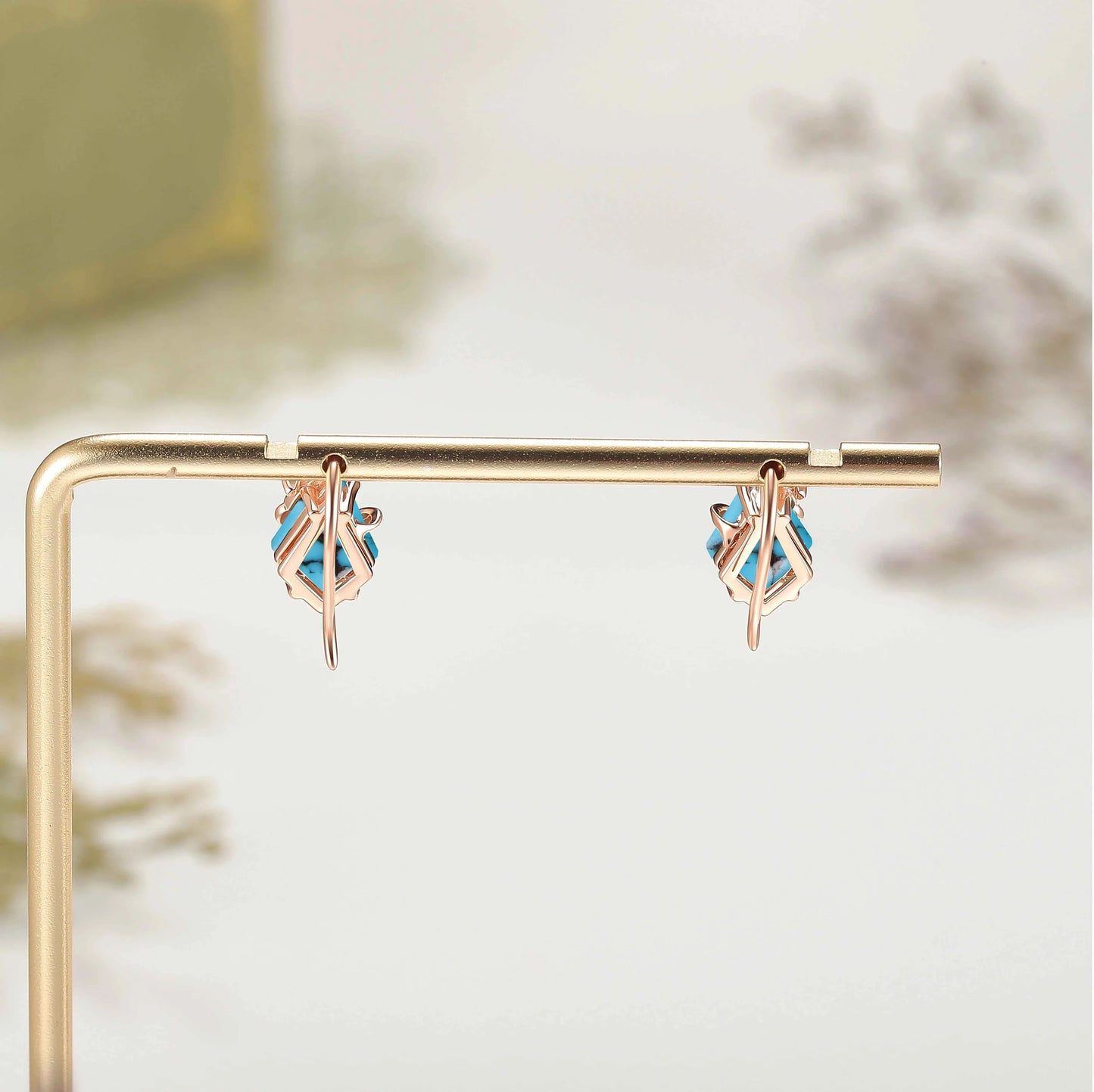 Kite Cut Turquoise Leafy Earrings Anniversary Gift for Her