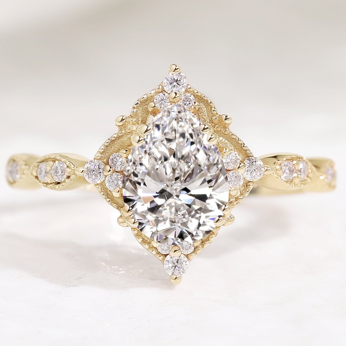 1ct Pear Cut Lab Grown Diamond Engagement Ring