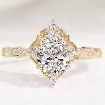1ct Pear Cut Lab Grown Diamond Engagement Ring
