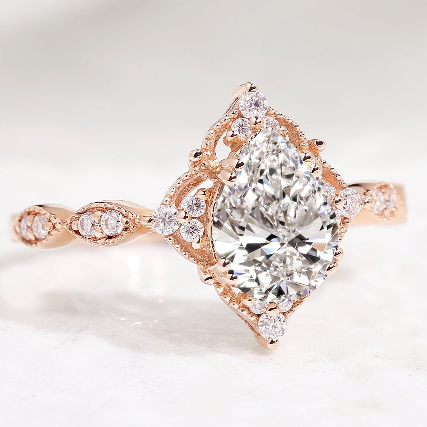 1ct Pear Cut Lab Grown Diamond Engagement Ring