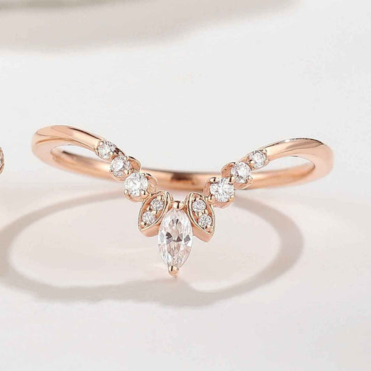 Moissanite Cluster Curved Wedding Band