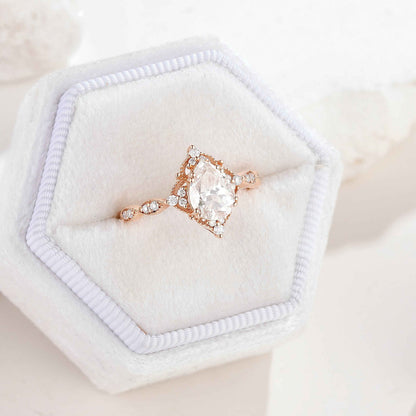 Vintage Pear Cut Moissanite Engagement Ring Rose Gold Ring