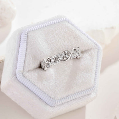 Art Deco Moissanite Leaf Floral Ring Leaf Vine Wedding Ring