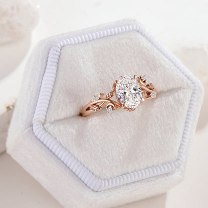 Oval Lab Grown Diamond Nature Inspired Leaf Engagement Ring