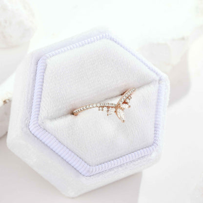 Unique Marquise Cut Moissanite Stackable Wedding Ring