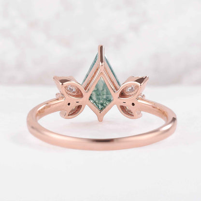 Unique kite Cut Moss Agate Art Decor Gemstone Ring
