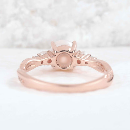 Nature Round Pearl Twisted Gemstone Ring