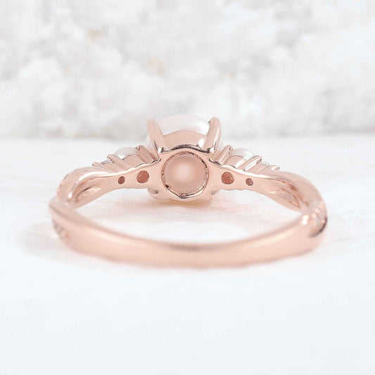 Nature Round Pearl Twisted Gemstone Ring