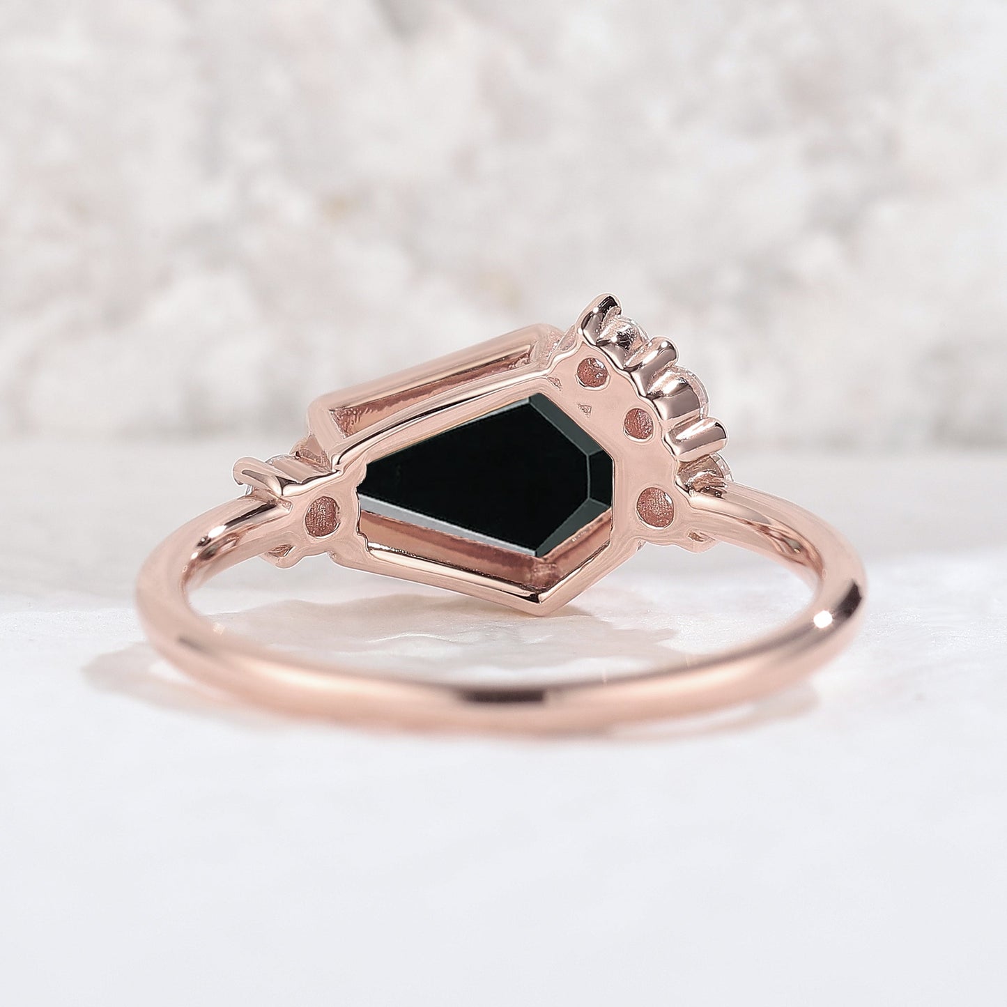 Unique Conffin Cut Black Onyx Cluster Ring
