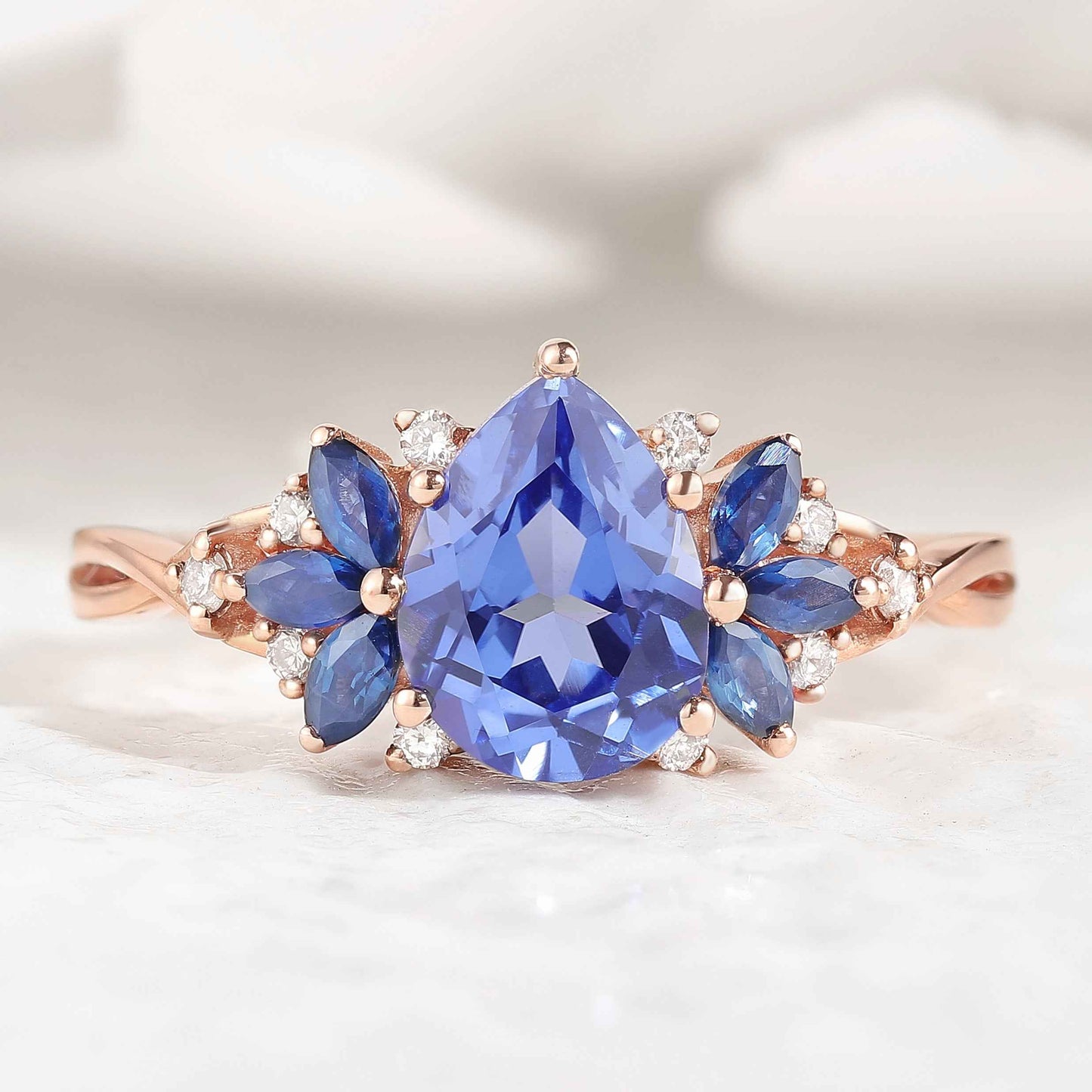 Unique Pear Shaped Sapphire Engagement Ring