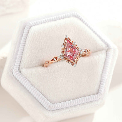 Vintage Kite Shaped Moissanite Engagement Ring Solid Gold Ring