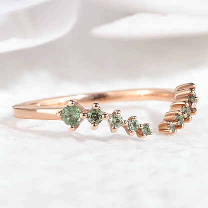 Custom Order For Natural Green Sapphire Ring Open Wedding Band